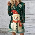 thumbnail image 2 of WTOBBY Women's Christmas Print Dress V-Neck Loose Fit Long Sleeve Casual Holiday Party Dress with Festive Seasonal Design for Women,Dark Green L, 2 of 6