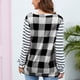 thumbnail image 4 of Suéter a cuadros para mujer, suéter a rayas de manga larga con empalme, suéter con cuello redondo para mujer, Top para fiesta diaria, trabajo blanco S, 4 of 6
