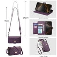 thumbnail image 4 of Compatible with iPhone 16 Wallet Phone Case,With Shoulder Strap&Wrist Strap,Zipper Pocket,Card Slots,Flip Folio Kickstand,Flower&Leaf Emboss PU Leather Shockproof Phone Case,Purple, 4 of 13