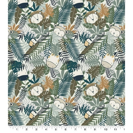 UPC: 0887816368940 | Stay Wild Peek -A- Boo Jungle Animals Cotton Fabric
