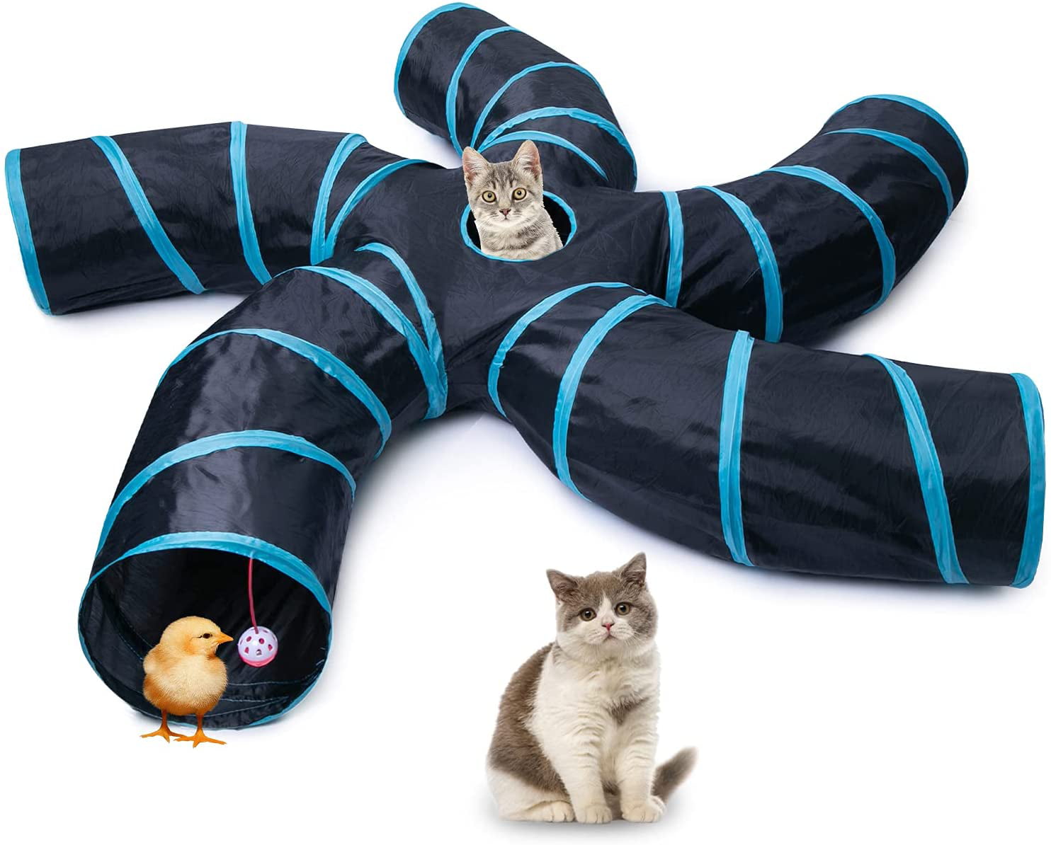Foldable Portable Cat Tunnel Tube for Rabbits Small Pets for Cats Puppy red Self-Amusement Cat Play Tunnel 