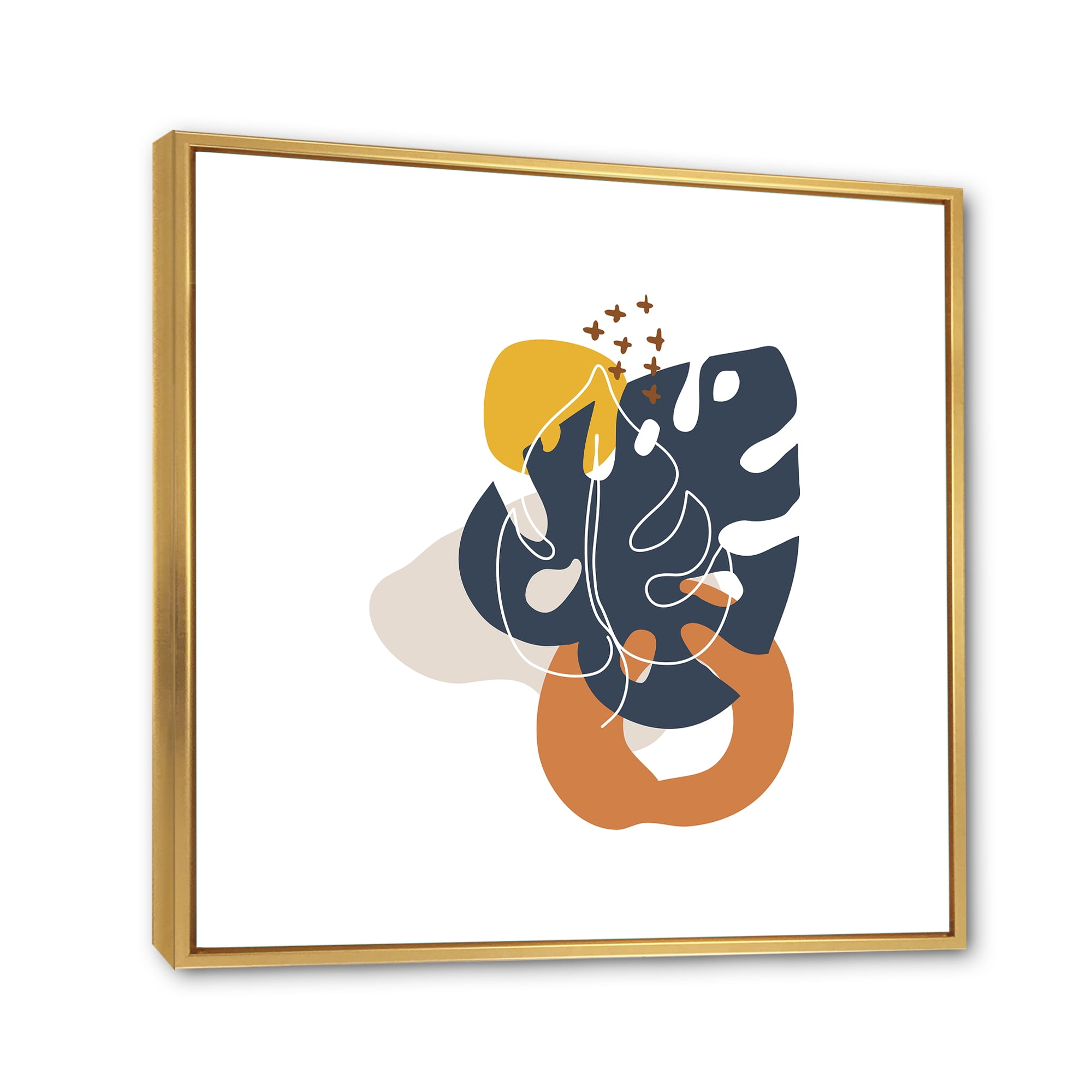 Designart 'Abstract Minimal Shapes Under Flowers IX' Modern Framed Canvas Wall Art Print