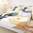 thumbnail image 4 of Castle Fairy Boho Tropical Leaf Full Size Sheets 4-Piece for Teens, Geometric Print Bed Sheets for Bedroom, Blue Black, 4 of 6