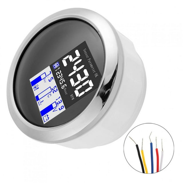 Domqga 3.3in Multifunction Gauge,Engine Speed Oil Pressure Cooling Water Temperature Battery Voltage Display With Total Engine Hours,J1939 Protocol CAN Field‑Bus