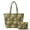Vintage Floral Green, variant on Xixirimido Blue Bow Floral Patchwork Quilted Tote Bag with Matching Cosmetic Pouch Set, Lightweight Shoulder Bag Work Travel Shopping Handbag for Women