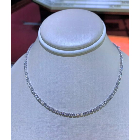 14K White Gold Plated 50Ct Round Cut Lab Created Diamond Men's Tennis Necklace
