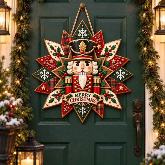 Festive Door Hanging Sign Nutcracker Christmas