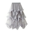 thumbnail image 3 of New Trendy!Brilliant Womens Dresses Women Irregular MultilayerGauze High Waisted Large Skirt Hem Gentle Skirt Gray F, 3 of 4