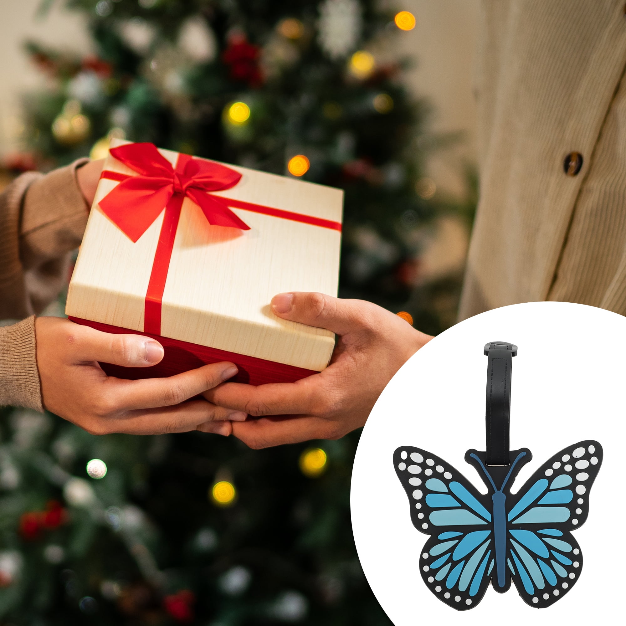 Unique Bargains 1 Pc Butterfly Luggage Tag for Travelling Blue
