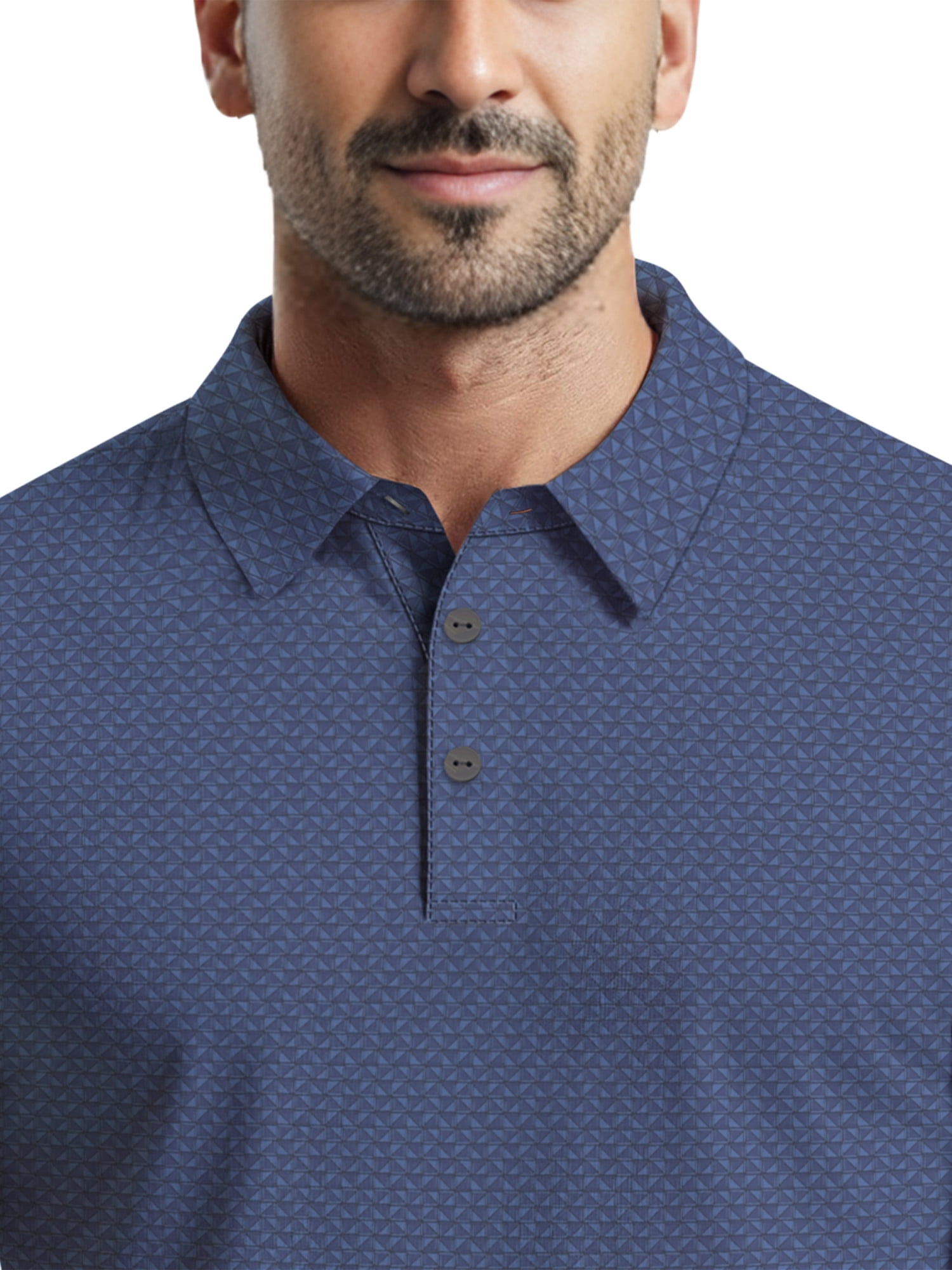 Ben Hogan Men's & Big Men's Performance Mini Geometric Print Short Sleeve Golf Polo Shirt, Sizes S-5XL