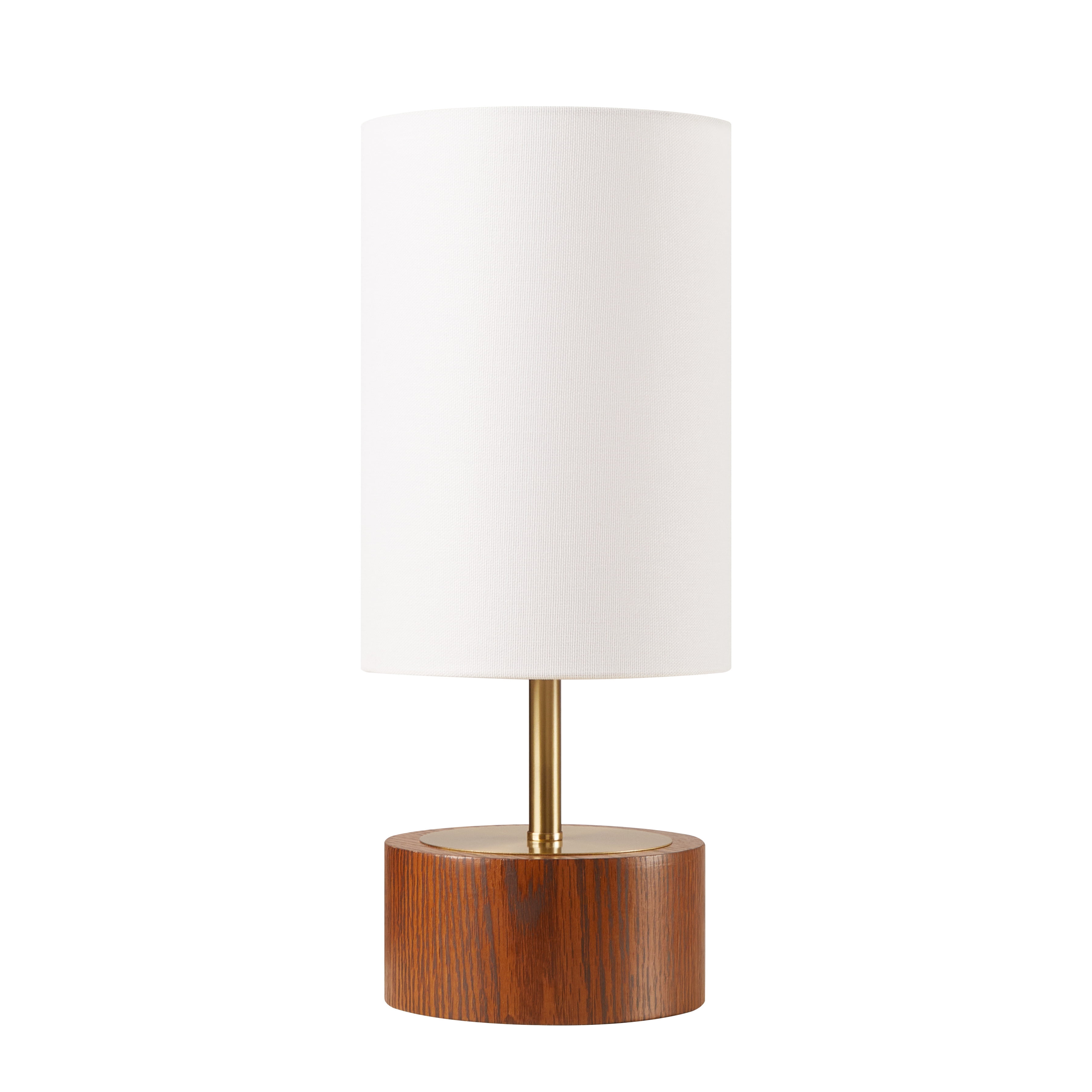 Better Homes & Gardens 16.25" Walnut and Brushed Brass Finish Woodgrain Touch Table Lamp