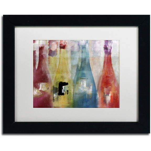 Trademark Fine Art "Bouteilles II" Canvas Art by Color Bakery White Matte, Black Frame