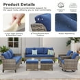 thumbnail image 4 of PPorfamilia Outdoor 3 Seater Sofa, Patio PE Rattan Deep Seat Couch with Navy Cushions, for Porch Balcony Backyard, 4 of 6