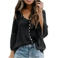 thumbnail image 2 of Njoeus Long Sleeve Tops for Women, Women's Elegant Floral Lace Tunic Tops Plain Button Up T-Shirt Long Sleeve Office Work Chiffon Shirts Blouse, 2 of 5