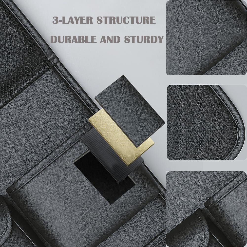 Car Backseat Organizer with Foldable Table Tray,Car Seat Back Protector with Touch Screen Phone Holder,Premium PU Leather Material,Compatible with Most Vehicles,Inner Car Accessories