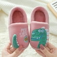 thumbnail image 6 of Otqutp Baby Home Slippers Dinosaur Indoor Shoes Girls Boys Slippers Warm Dinosaur House Cute Cozy Plush Winter Cotton House Slip Shoes(Pink,7-8 Years), 6 of 6