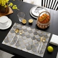 thumbnail image 3 of Grey Fish Scale Placemats Set of 4, Modern Geometric Gold Abstract Moroccan Placemats for Dining Table, Place Mats for Kitchen Tabletop, Waterproof Wipeable Dining Table Mats Set, 3 of 9