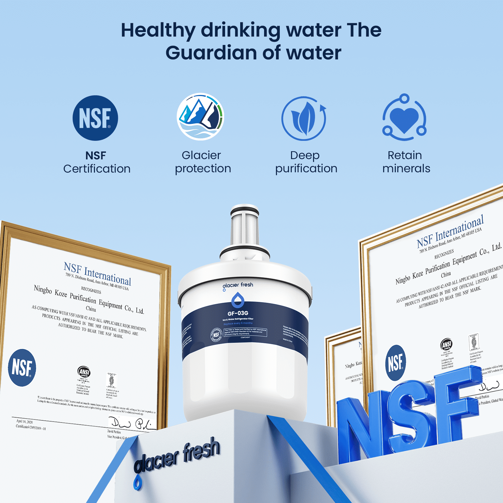 GLACIER FRESH DA29-00003G Water Filter, Compatible with Aqua-Pure Plus, DA29-00003G, DA29-00003F, DA29-00003B, HAFCU1, RFG237AARS, FMS-1, RS22HDHPNSR, RSG257AARS, WSS-1, 6 Pack