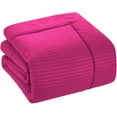 thumbnail image 3 of 500-TC Egyptian Cotton All Season Comforter for Adults Super King Plus Size 120" x 120" Inches, 1pc Comforter Box Stitched with 4 Corner Tabs, 300 GSM Comforter, Hot Pink Stripe, 3 of 4