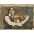 thumbnail image 3 of Cyprián Majerník 18x14 Black Modern Framed Museum Art Print Titled - Bullock (Gypsy Fiddler on the Back) (1936), 3 of 5