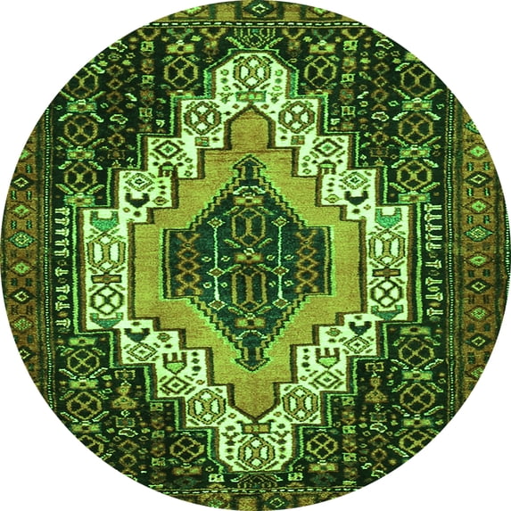 Ahgly Company Indoor Round Persian Green Traditional Area Rugs, 3' Round