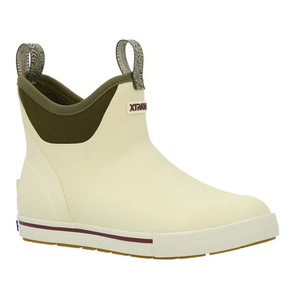 XTRATUF Adult Female 6in ADB Camp Bone White/Dark Olive Ankle Deck Boots, Size: 9 (XWADBC10-9)