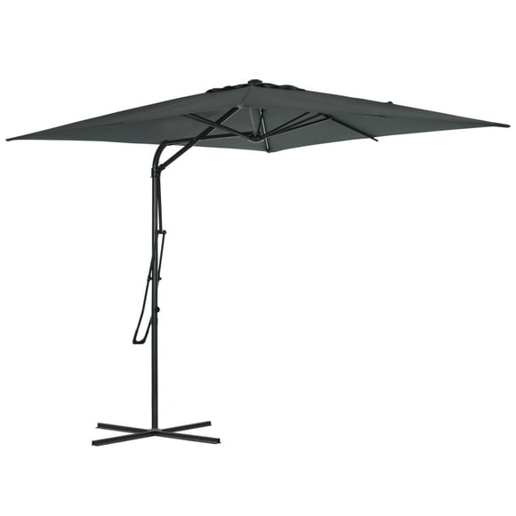 Outsunny 8FT Cantilever Umbrella Offset Patio Umbrella w/ Wrench Gray