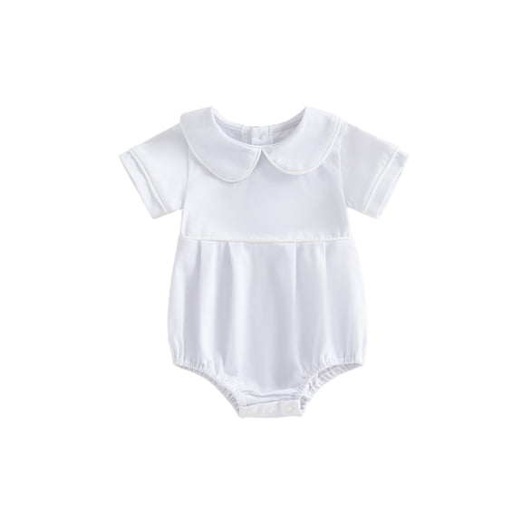 BemeyourBBs Newborn Baby Boy Girl Bubble Romper Infant Short Sleeve Doll Collar Romper Oversize T-shirt Cotton Basic Bodysuit Top Fall Spring Summer Outfit