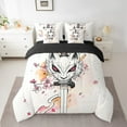 thumbnail image 2 of Erosebridal Japanese Fox Bedding Sets Queen Size,Pink Cherry Blossom Comforter Sets with Sheets,Retro Cartoon Animal Bed in a Bag Queen Size,Lightweight Bedroom Decoration Reversible,7-Piece, 2 of 6