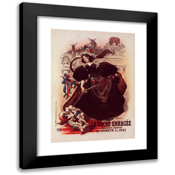 Auguste Roedel 11x14 Black Modern Framed Museum Art Print Titled - Rabid Cow (1899)