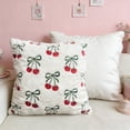 thumbnail image 4 of Minimalist Embroidered Cherry Throw Pillow Cover,Spring Summer Boho Decorative Pillow Cover with Zipper,Decorative Cushion Case Polyester Sofa Bed Living Room Home Decor Craftsmanship, 4 of 6