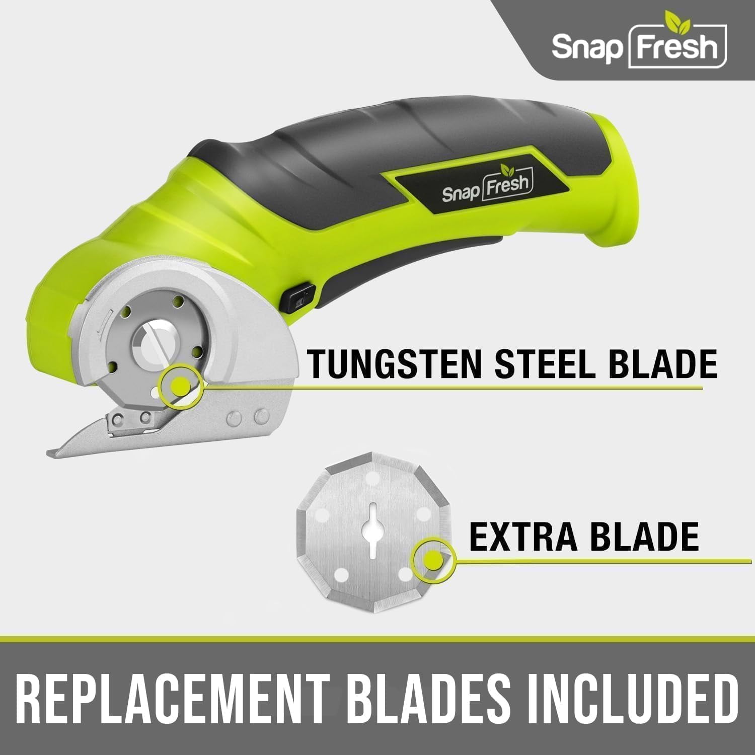 Cordless Electric Scissors, 4V Electric Mini Box Cutter, Carpet & Cardboard Cutter Tool with a Replacement Blade/Charger, Rotary Cutter for Cardboard Packages Leather Plastic （Green）