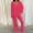 Hot Pink, variant on BONIXOOM Couples Christmas Pajamas Silk Pajamas For Women Sleepwear None Long Sleeve Solid Sleepwear Sets Khaki L