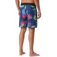 thumbnail image 3 of INSPIRE CHIC Men's Tropical Vocation Elastic Waist Drawstring Hawaiian Print Athletic Swim Trunks 28 Dark Blue, 3 of 6
