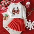 thumbnail image 2 of Jamsmile Toddler Girls Sets Christmas Outfits Long Sleeve Bowknot Print Shirts Pullover Tops + Skirts Outfits Girls Xmas Clothes, 2 of 8