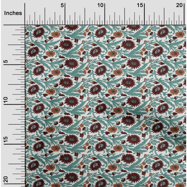 oneOone Polyester Lycra Tissu Feuilles & Imprimé Floral Bloc Tissu par Yard 56 Pouces de Large
