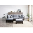 thumbnail image 4 of Nathaniel Home Contemporary L-Shaped Faux Leather Living Room Set, Black/Gray, 4 of 11
