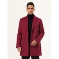 thumbnail image 3 of Gabardina para hombre Slim Fit Invierno Solapa con muescas Chaqueta larga de un solo pecho Abrigo Medio Borgoña, 3 of 6