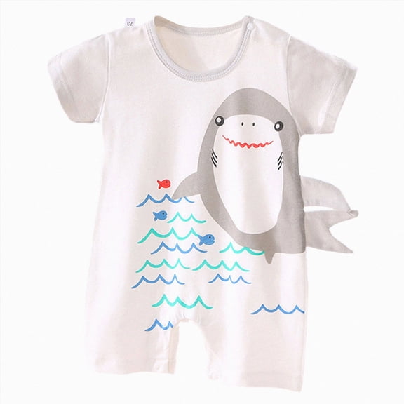enyan Newborn Boy Clothes 1-24M Baby Clothing Set Unisex Summer Trendy Rompers Short Sleeve Zipped Bodysuit Cotton Outfits Grey,9-12 Months