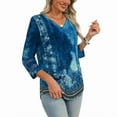 thumbnail image 5 of Ronuti 3/4 Length Sleeve Womens Tops Dressy Casual Blouses for Women 2025 Trendy V Neck T Shirts Fall Clothes, 5 of 9