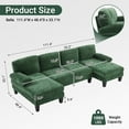thumbnail image 6 of Ktaxon U-Shaped Sectional Sofa, 111"  Chenille Couch, 4 Seat Lounge Sleeper with Double Chaise for Living Room Green, 6 of 9