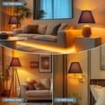 thumbnail image 4 of Lamp Shades Set of 2, Medium Blue Lampshade 7x13x9 inch, Barrel Lamphades for Table Floor Lamp, Easy Assembly Required Fabric Natural Linen Lamp Cover, Lamp Shade Harp Holder Included, 4 of 7