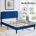 thumbnail image 5 of VECELO Queen Size Upholstered Beds, Modern Platform Bed Frame with Adjustable Headboard, Wooden Slats Support/No Box Spring Needed, Dark Blue, 5 of 14