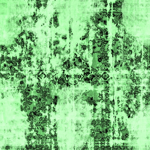 Ahgly Company Indoor Square Abstract Emerald Green Modern Area Rugs, 3' Square