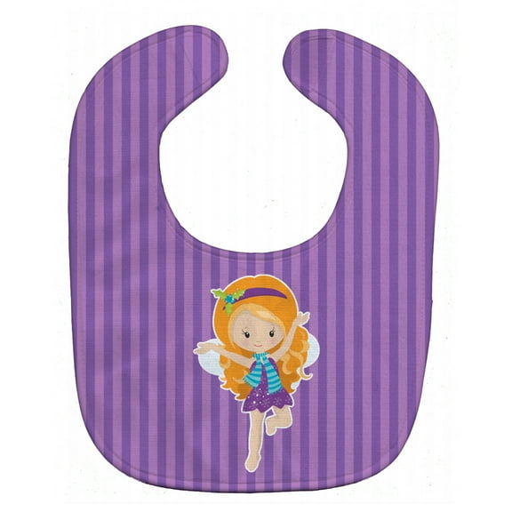 Caroline's Treasures Baby Bib, Betty the Winter Fairy, Purple Stripe
