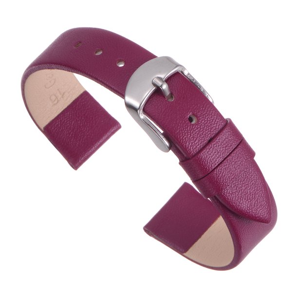 Genuino Cuero Correa 22mm Ancho, Liso Plano Cuero Reloj Correa para Hombre y Mujer, Púrpura