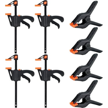 One-Handed Ratchet Bar Clamps for Woodworking & Crafts, Spring-Loaded for Efficient Clamping 4 Inch Quick Clamps Set of 8
