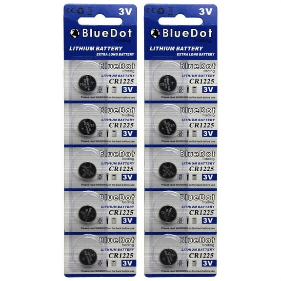 BlueDot Trading Brand CR1225 3 Volt Coin Cell Lithium Batteries - 10 Pack