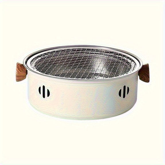Portable Stainless Steel Charcoal BBQ Grill - Indoor & Outdoor Tabletop Grill with Detachable Mesh, Ideal for Camping, Picnics, and Backyard Cooking (Easy to Clean)