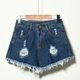 thumbnail image 1 of Nueva moda mujer pantalones cortos de mezclilla desgastados orificios rasgados con flecos de ci CACAGOO Cortamundos denim, 1 of 7
